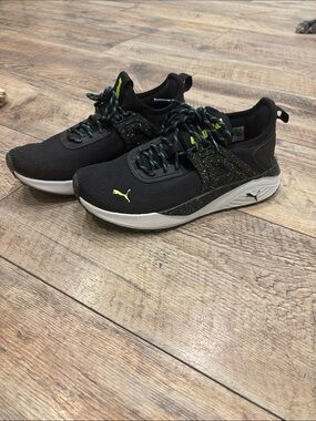 Puma Black Sneakers with Neon Yellow Accents